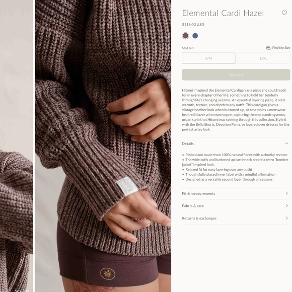 Indigo Luna Hitomi Elemental Cardi Hazel Size Small/Medium - Picture 2 of 9